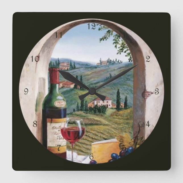 Schönes Weinland Quadratische Wanduhr (Vorderseite)