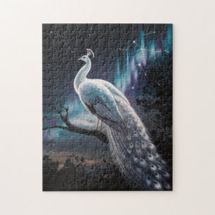 Schönes Weiß Pfau Aurora Borealis Landschaftlich
