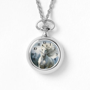 Schönes Weiß Pferd Armbanduhr