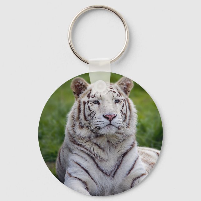 Schönes Weiß-Tiger-Foto Schlüsselanhänger (Vorderseite)