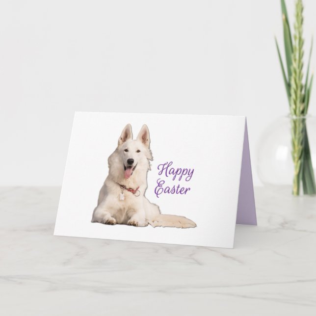 Schönes weißes deutsches Schäferhund Happy Oaster Karte (Vorderseite)