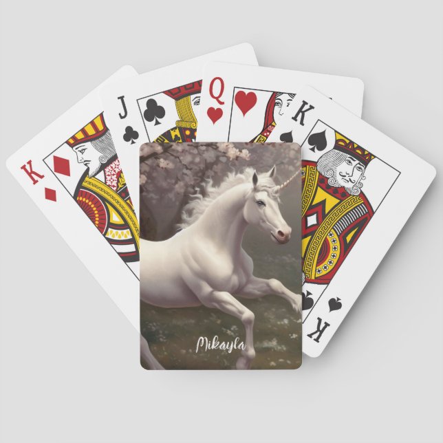 Schönes Weißes Einhorn Spielkarten (Rückseite)