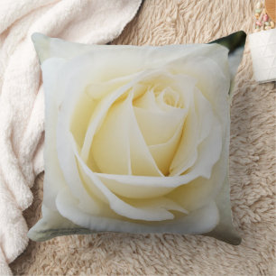 Schönes, weißes Foto aus weißer Rose Polyester Kissen