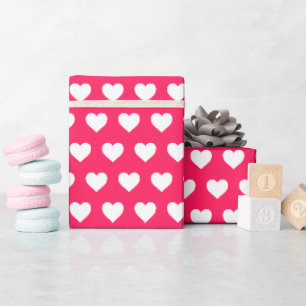 Schönes Weißes Herzen Muster Diva Pink Geschenkpapier