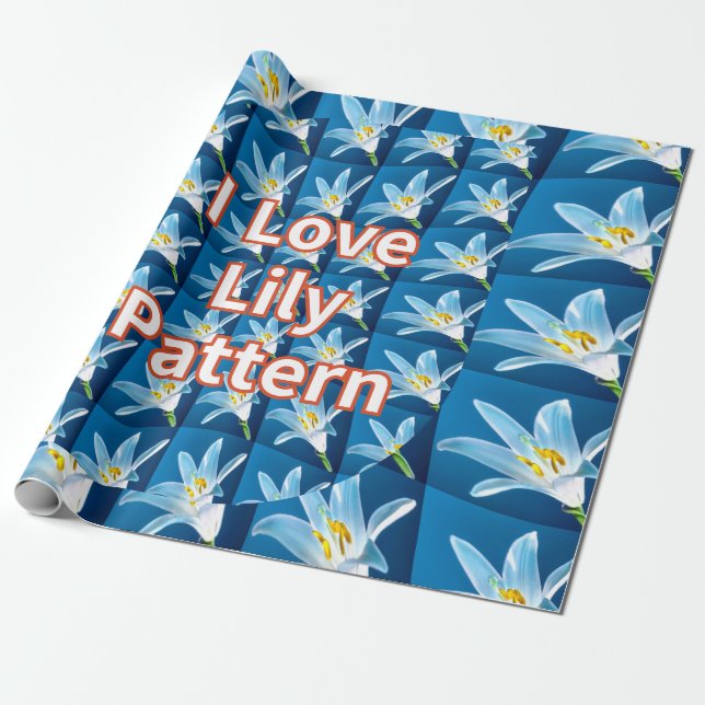 Schönes weißes Lilienmuster Geschenkpapier (Ungerollt)