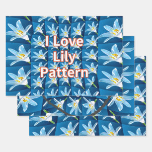 Schönes weißes Lilienmuster Geschenkpapier Set