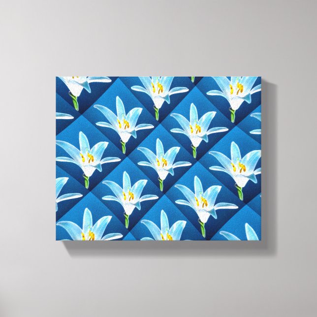 Schönes weißes Lilienmuster Leinwanddruck (Vorderseite)