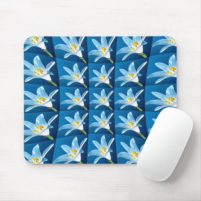 Schönes weißes Lilienmuster Mousepad (Mit Mouse)
