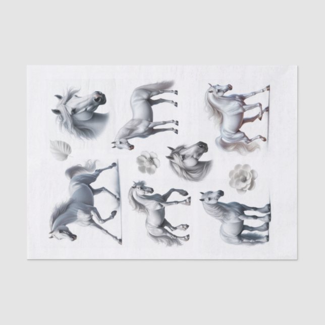 Schönes Weißes Pferd Fussy Cuts Art Seidenpapier (Vorderseite)