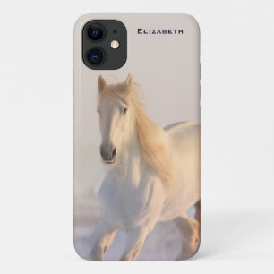 Schönes Weißes Pferd Galloping im Schnee Case-Mate iPhone Hülle