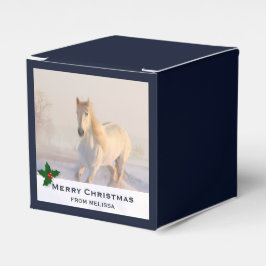 Schönes Weißes Pferd Galopp im Schnee Weihnachten Geschenkschachtel