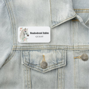 Schönes Weißes Pferd Kopf Boho Floral Namensschild