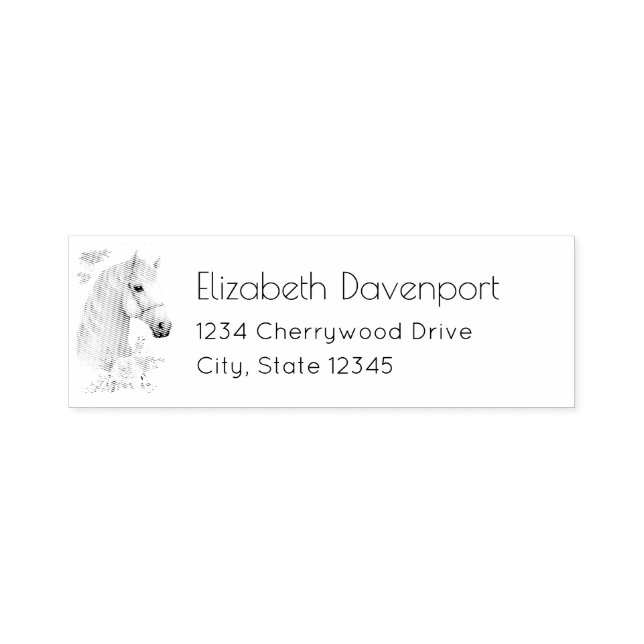 Schönes Weißes Pferd Kopf Boho Floral Permastempel (Design)