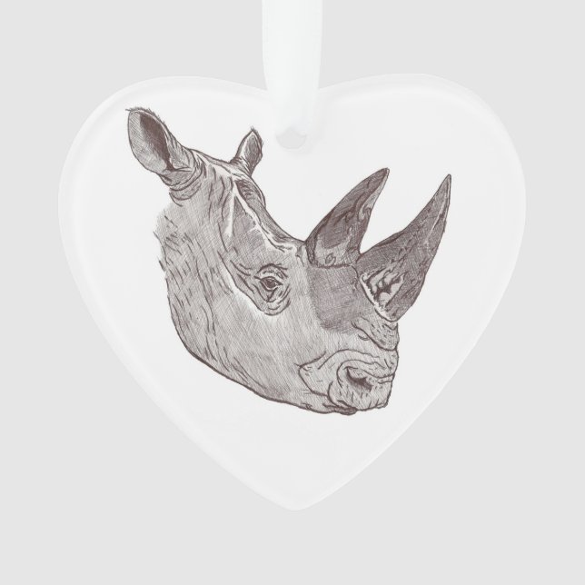 Schönes weißes Rhinoceros-Portrait  Ornament (Vorderseite)