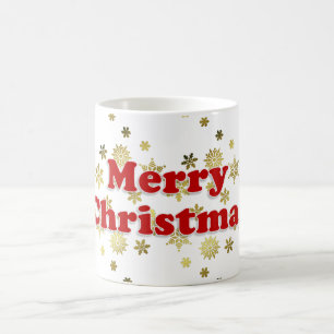Schönes Weißes Rot und Gold Frohe Weihnachten Kaffeetasse