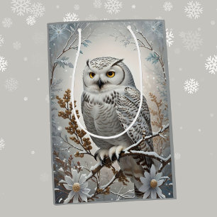 Schönes weißes Schneeopulver Winterthema Mittlere Geschenktüte
