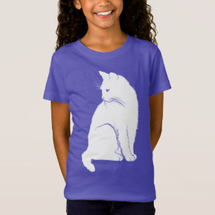 Schönes weißes sitzendes Katzen-Kinder-T-Shirt T-Shirt