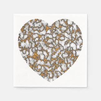 Schönes weißes und goldenes Marmorherz Serviette