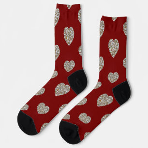 Schönes weißes und goldenes Marmorherz Socken