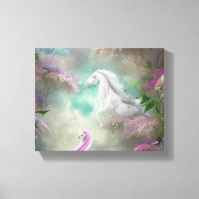 Schönes Whimsical Horse Animal Triptych Leinwanddruck (Vorderseite)
