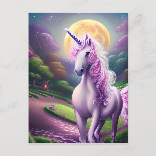 Schönes Whimsical Unicorn Pferd Postkarte (Vorderseite)