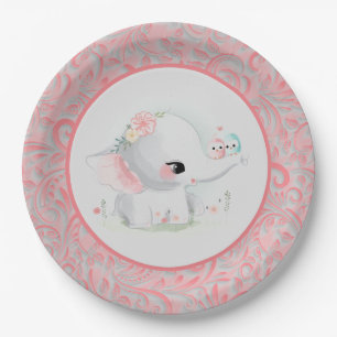 Schönes White Baby Girl Elephant Pappteller