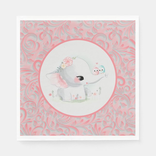 Schönes White Baby Girl Elephant Serviette (Vorderseite)