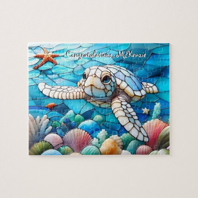 Schönes White Baby Sea Schildkröte Schwimmen (Horizontal)