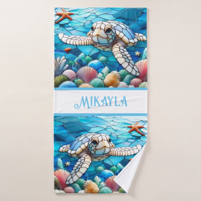 Schönes White Baby Sea Schildkröte Schwimmen Badhandtuch Set (Badehandtuch)