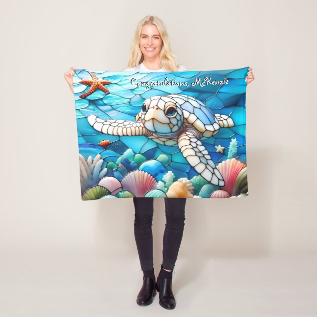 Schönes White Baby Sea Schildkröte Schwimmen Fleecedecke (Beispiel)