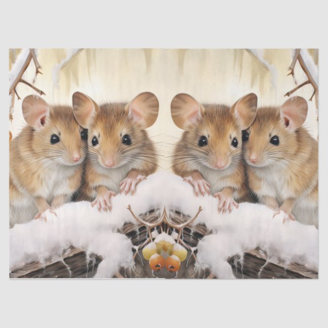 Schönes Winter Mice Decoupage Tissue Seidenpapier (Vorderseite)