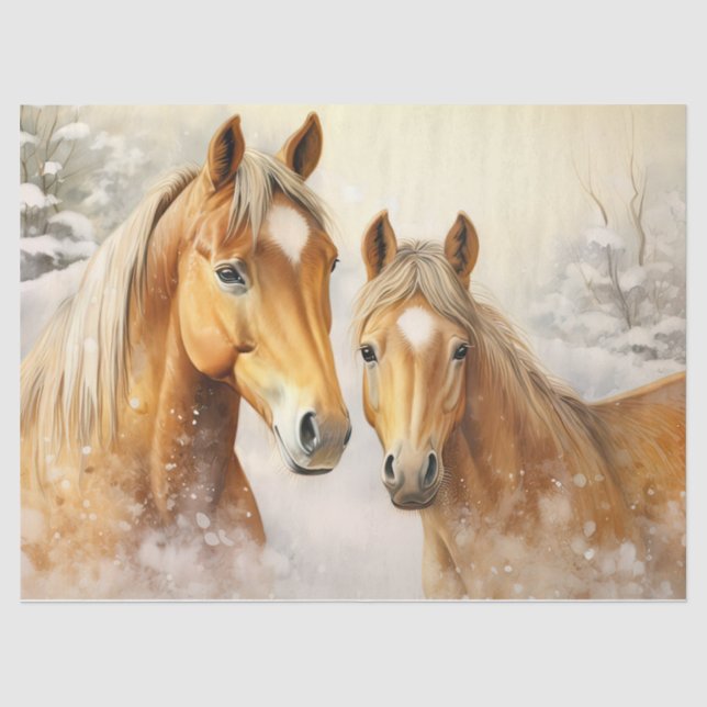 Schönes Winter Palominos Dekoupage Tissue Paper Seidenpapier (Vorderseite)