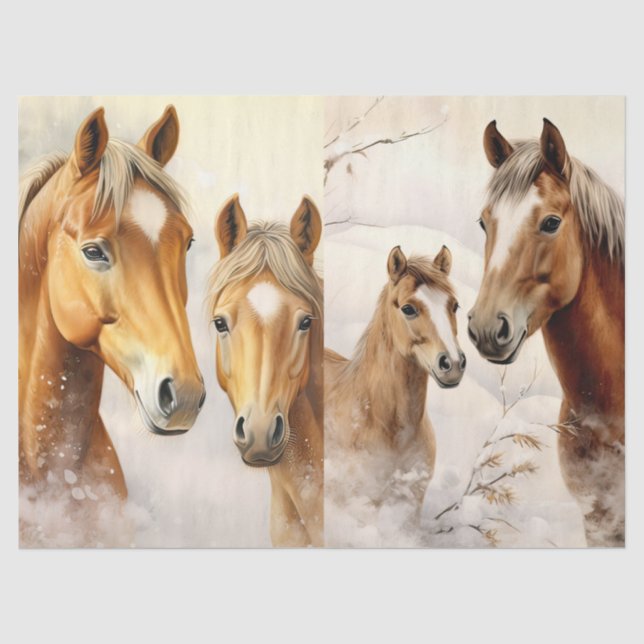 Schönes Winterpferd Dekoupage Tissue Paper Seidenpapier (Vorderseite)