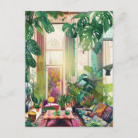 Schönes Wohnzimmer mit tropischen Pflanze