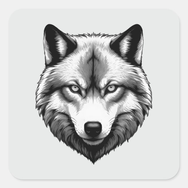 Schönes Wolf Face Quadratischer Aufkleber (Vorderseite)