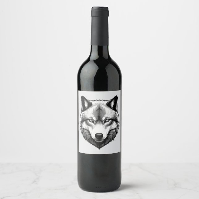 Schönes Wolf Face Weinetikett (Vorderseite)