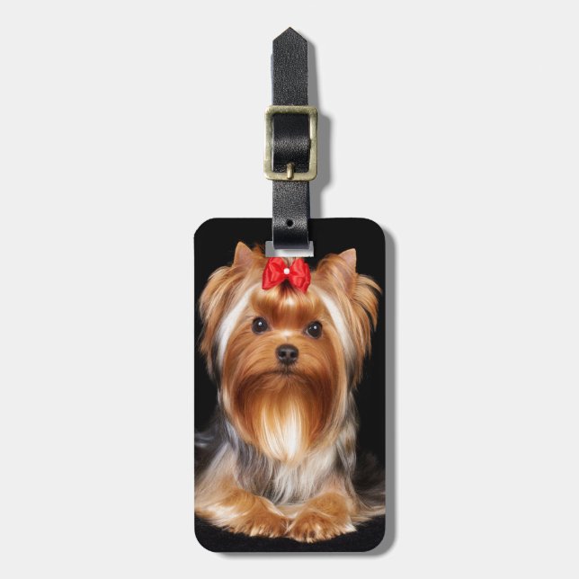Schönes Yorkshire Terrier Gepäckanhänger (Vorderseite vertikal)