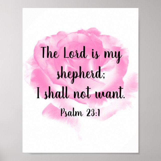 Schönes Zitat aus der Rosa-Bibel auf dem 23. Psalm Poster (Vorne)