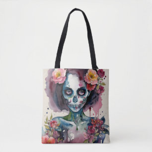 Schönes Zombie Floral Wasserfarbenes Portrait Tasche