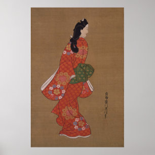 Schönheit blickt zurück von Hishikawa Moronobu Poster