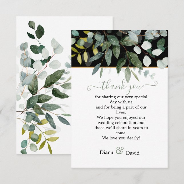 SCHÖNHEIT BOTANISCHE GREENERIE Hochzeit Dankeskarte (Vorne/Hinten)