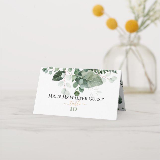 SCHÖNHEIT BOTANISCHE GREENERIE Hochzeit Platzkarte (Vorderseite)