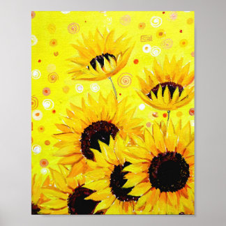 Schönheit der Sonnenblumen - Acryl auf Leinwand Ge Poster