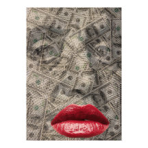 Schönheit des Geldes Funny Dollar mit roten Lippen