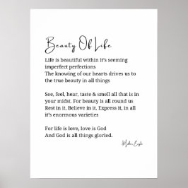 Schönheit des Lebens Inspiration Poem Wall Art Pos Poster