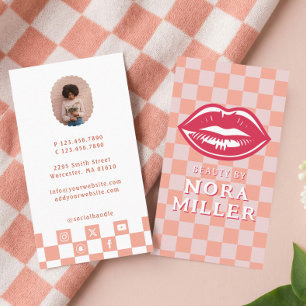 Schönheit durch Retro Rosa Schachbrett-Lippen-Make Visitenkarte