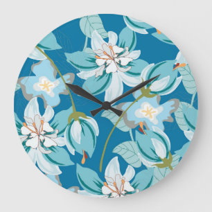 Schönheit eines Retro-Blumenmotivs in schöner Deko Große Wanduhr