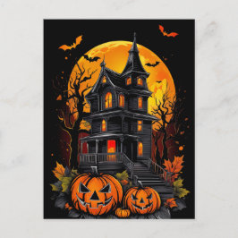 Schönheit eines Spooky Mansion, Halloween Postkarte