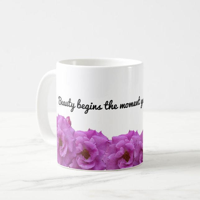 Schönheit fängt an - inspirierende Tasse (Vorderseite Links)