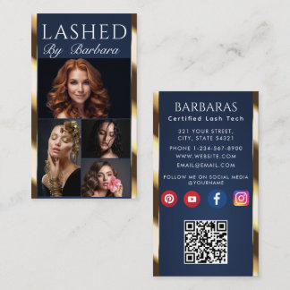Schönheit / Haar / Wimpern / Nägel 4-Foto-QR-Code Visitenkarte